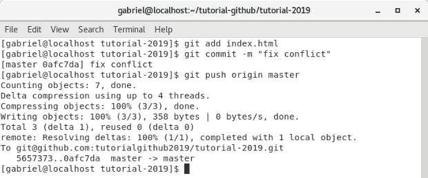 Terminal git merge com conflito corrigido Terminal git merge com conflito corrigido