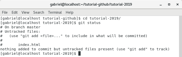 Comando git status Terminal comando git status