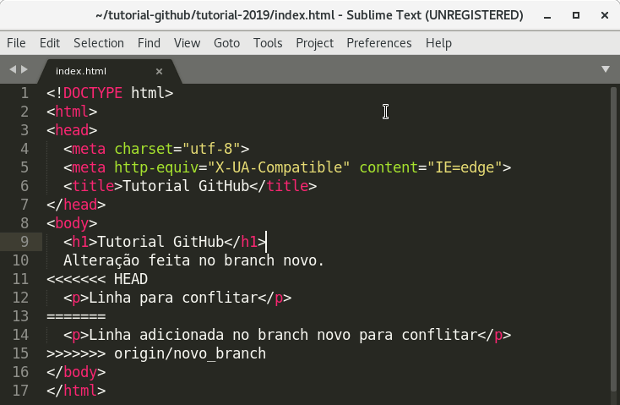 Screenshot Sublime Text index.html conflitado Screenshot Sublime Text index.html conflitado