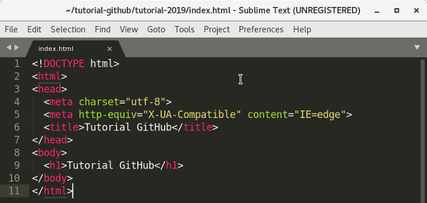 Screenshot Sublime Text index.html master Screenshot Sublime Text index.html master